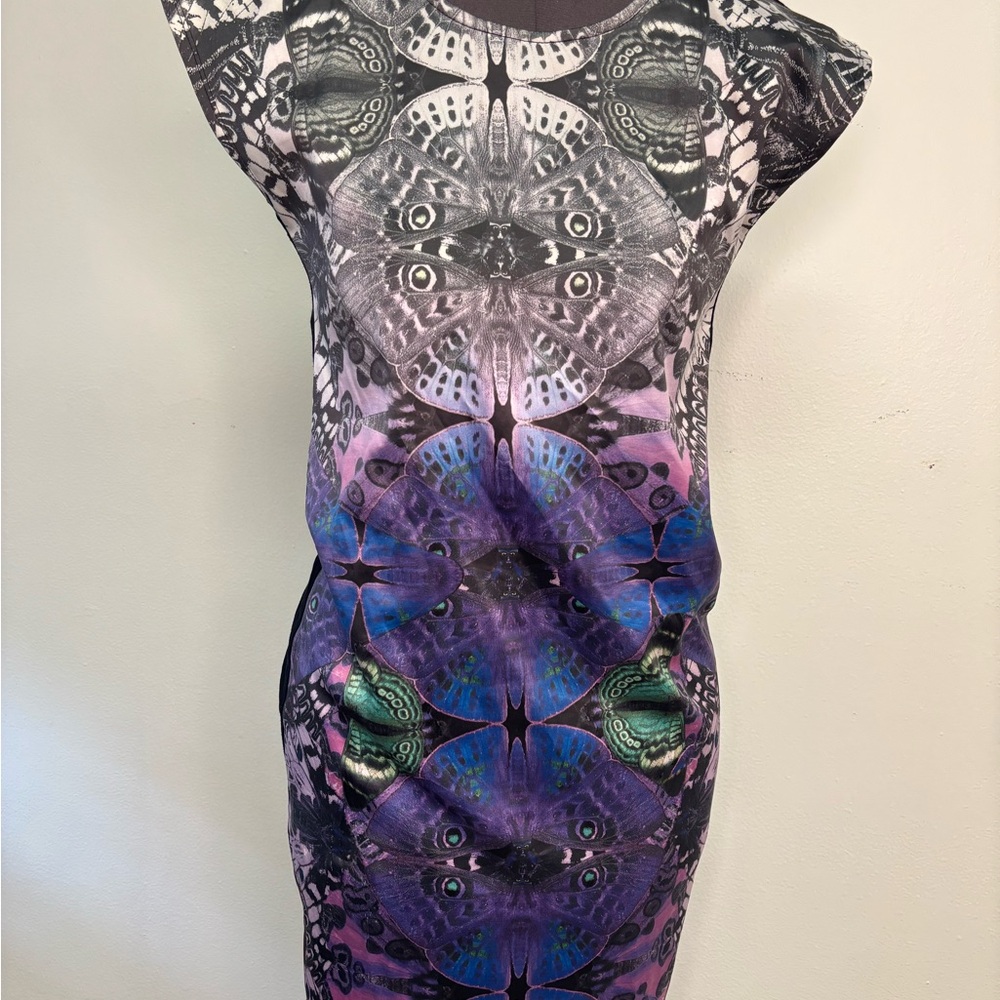 🦋Ted Baker Black and Purple Butterfly 🦋 Bodycon Dress
